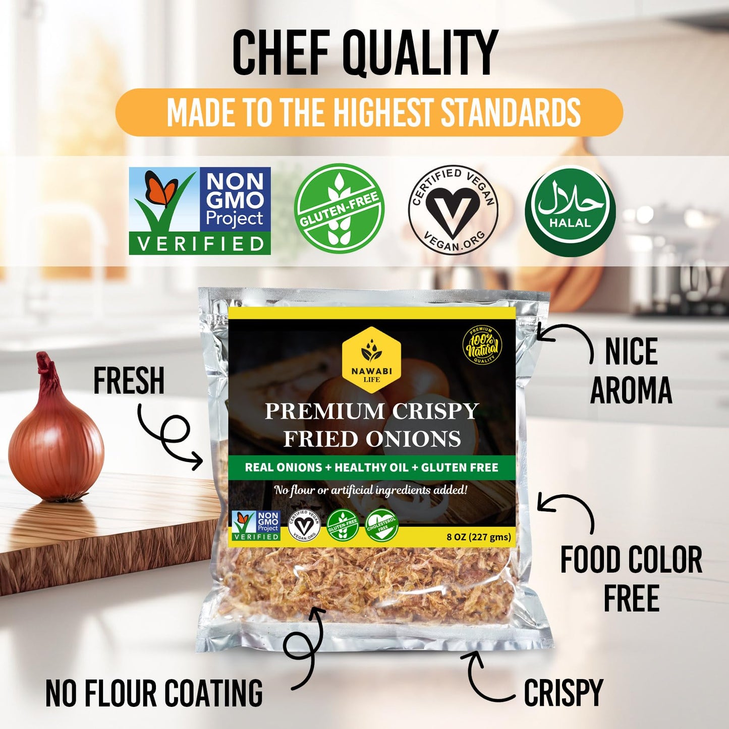 Crispy Fried Onions | 100% Natural (Non-Gmo) | Gluten Free | Keto Friendly | No Sodium | Low Carb | Resealable Bag | 32 Oz | By