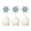 Ercadio 24 Pack Snowflake Cupcake Toppers Double Layers Silver And Blue Winter Theme Cupcake Picks Baby Shower Kids Birthday Party Christmas Cake Decorations Supplies