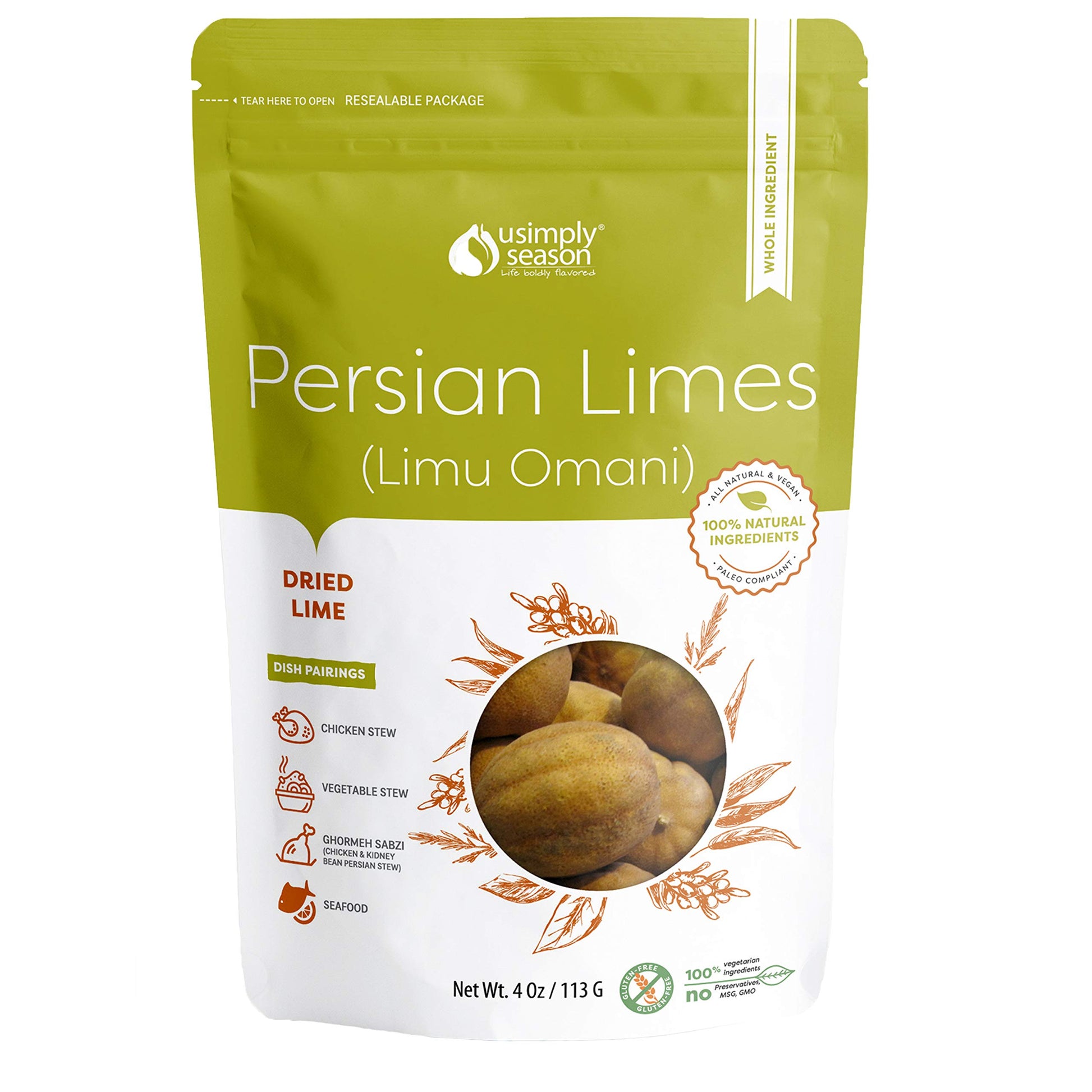 Usimplyseason Persian Limes/Limu Omani (Whole, 4 Ounce)