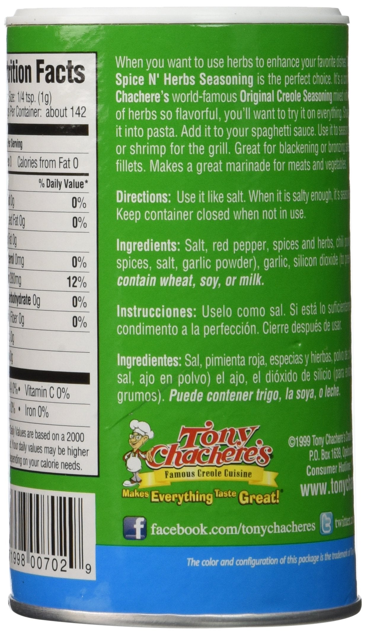 Tony Chachere Seasoning Blends, Spice N Herbs, 4 Count
