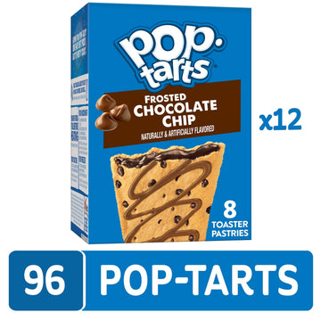 Pop-Tarts Toaster Pastries, Breakfast Foods, Kids Snacks, Frosted Chocolate Chip (96 Pop-Tarts)