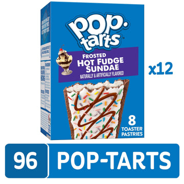 Pop-Tarts Frosted Hot Fudge Sundae Toaster Pastries, 1.69 oz, Pack of 96, Breakfast Foods, Kids Snacks, Model S-PL-8917