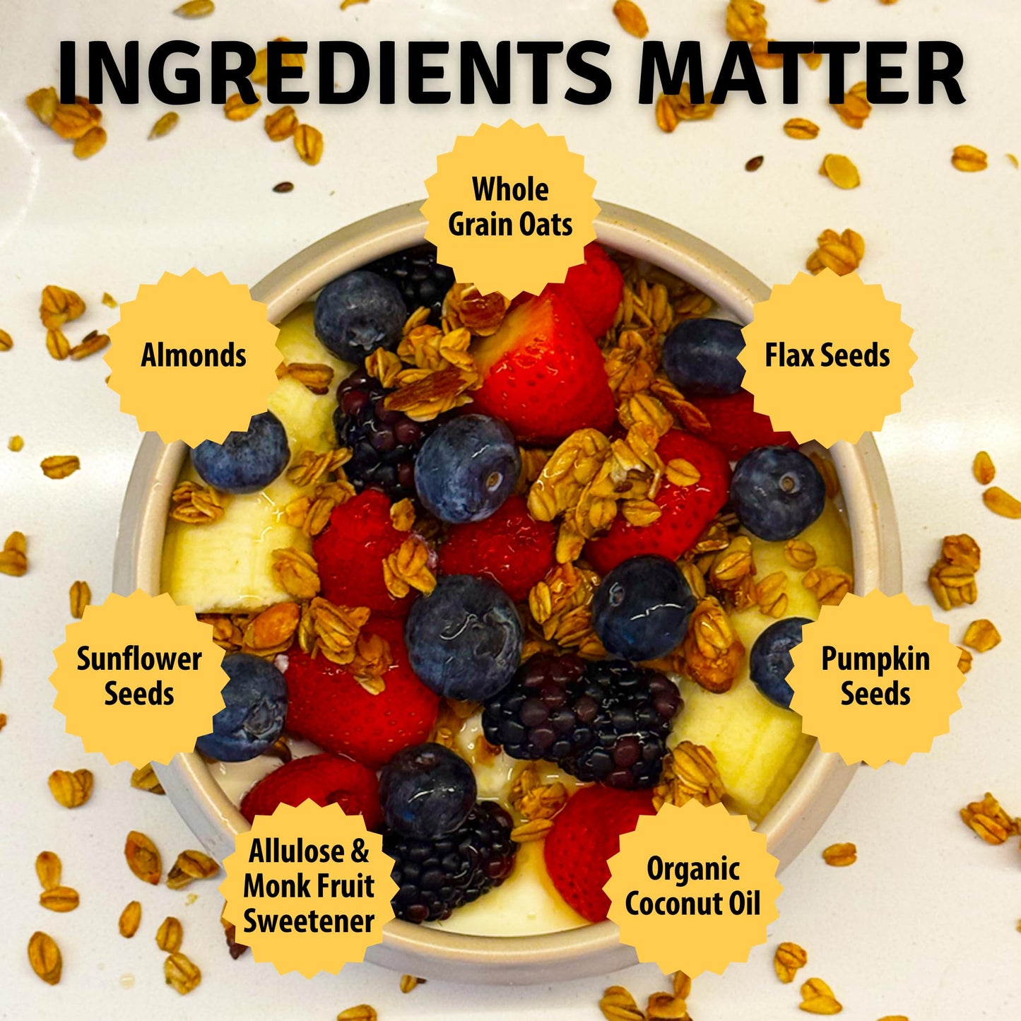 Mycerealmix Sugar Free Vanilla Almond Granola - 6 Pack (144Oz Total) - Vegan, Gluten Free - Diabetic Friendly Breakfast Cereal -