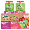 GoGo squeeZ Organic Fruit & veggieZ Applesauce and Puree Variety Pack, Pedal Peach and Boulder Berry, 3.2 oz (Pack of 12), Unswe