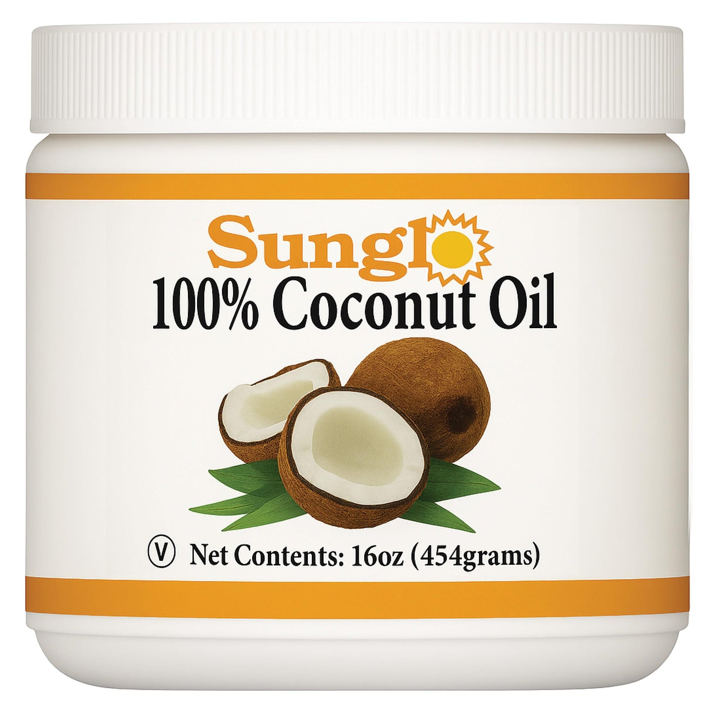 Sunglo 100% Coconut Oil for Popcorn, 16oz, Highly Refined for Neutral Flavor, Non-GMO, Zero Trans Fat, Ideal for Frying & Everyd