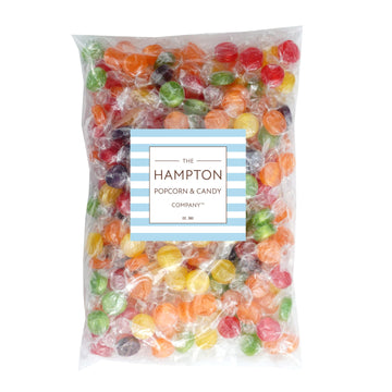 Assorted Fruit Hard Candy, 3 Pound Bulk Candy (Approx. 150 Pcs.), Individually Wrapped Hard Candy, Fruit Discs Candy, The Hampto