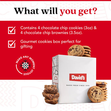 Davids Cookies Gluten-Free Chocolate Chip Cookies and Brownies - Gourmet Bakery Desserts Ideal for a Delightful Food Gift for F