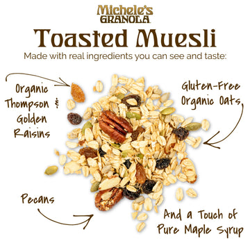Micheles Granola Toasted Muesli, No Refined Sugar, Gluten Free & Non-GMO, 12 Ounce, Pack of 6