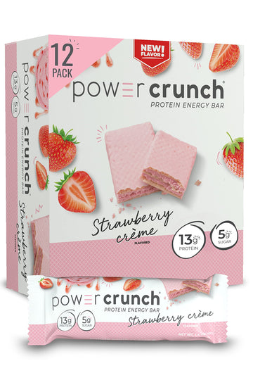Power Crunch Protein Wafer Bars, High Protein Snacks With Delicious Taste, Strawberry Crme, 1.4 Ounce (12 Count)