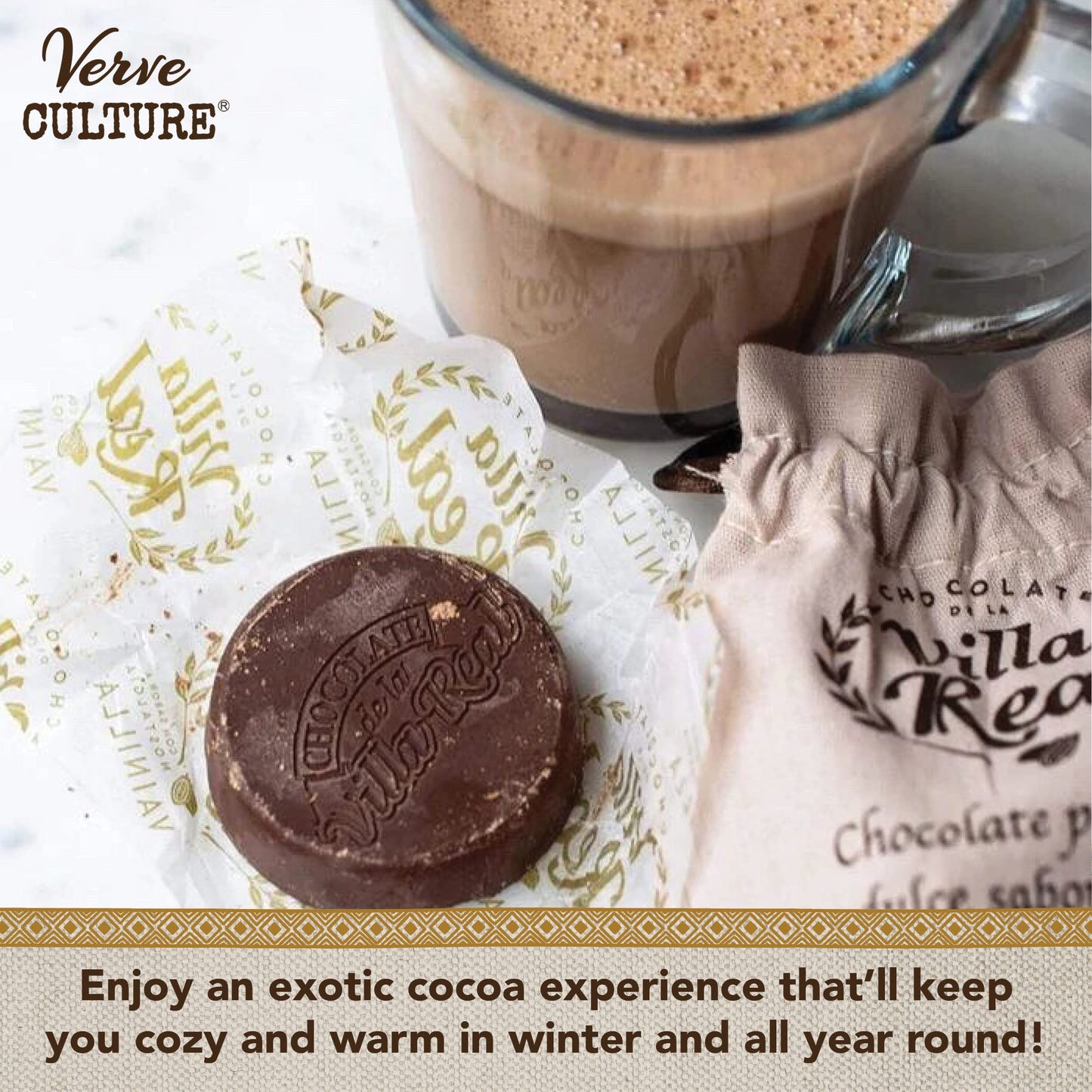 Verve CULTURE Mexican Hot Chocolate Discs, Dairy Free Vegan, Gourmet Spicy Cocoa, 250g Bag (Pack of 5)