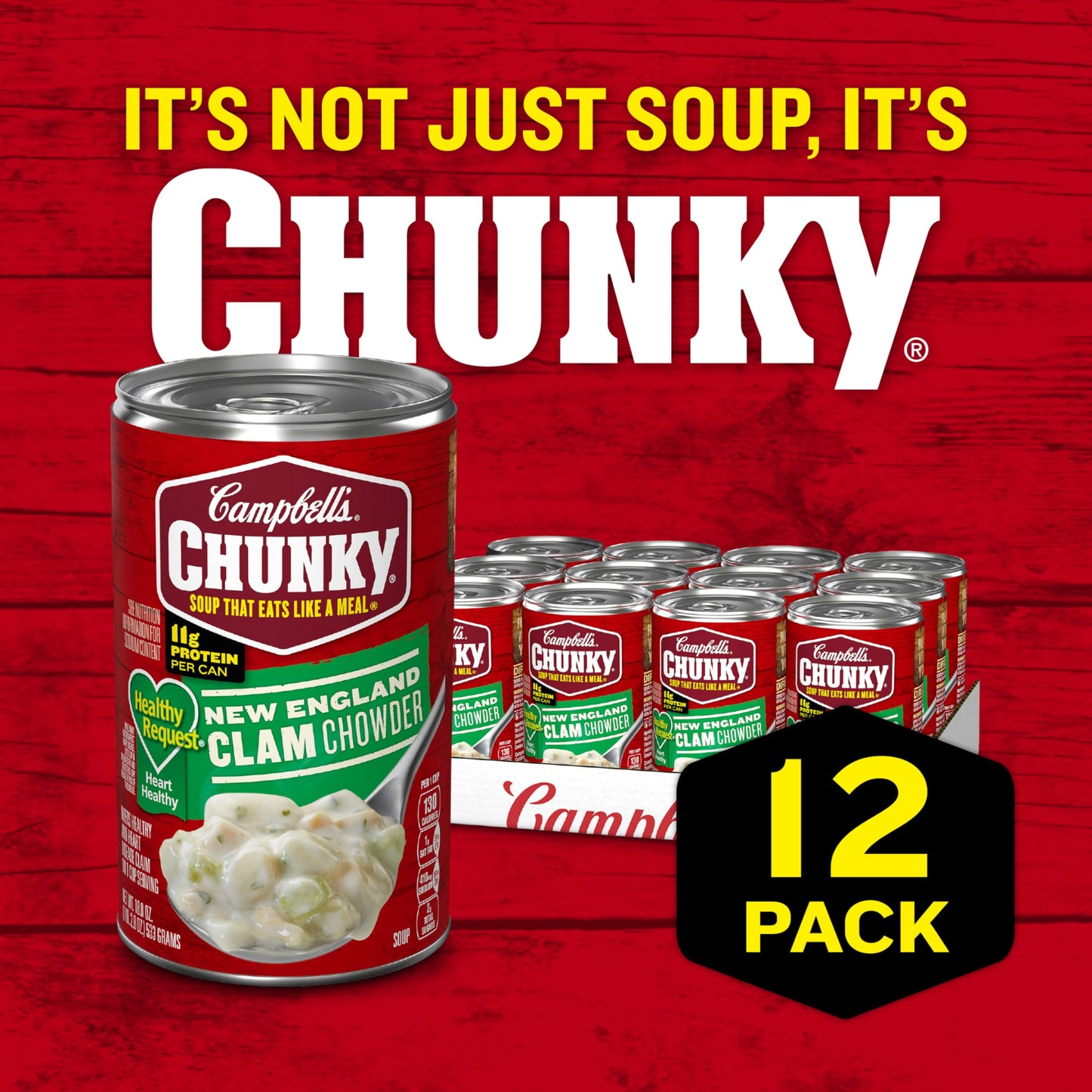 Campbell s Chunky Soup, Healthy Request New England Clam Chowder, 18.8 Ounce Can (Case Of 12)