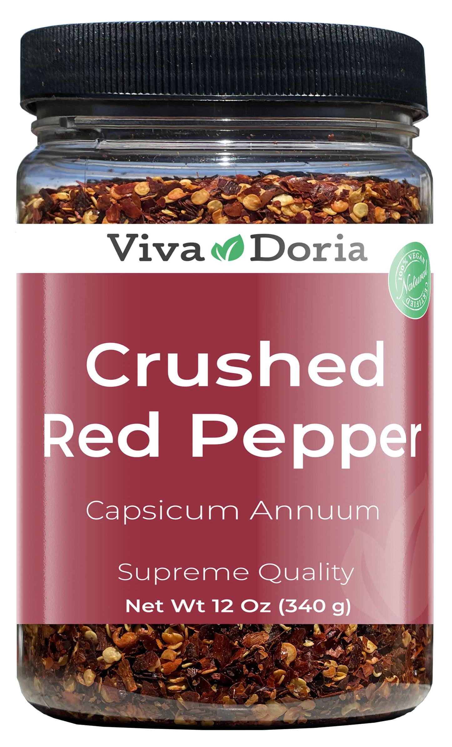 Viva Doria Crushed Red Pepper Flakes, Dried Chili Pepper Flakes 40k, 12 Ounce (340 g) | Freshly Packed | Perfect for Pizza, Soup