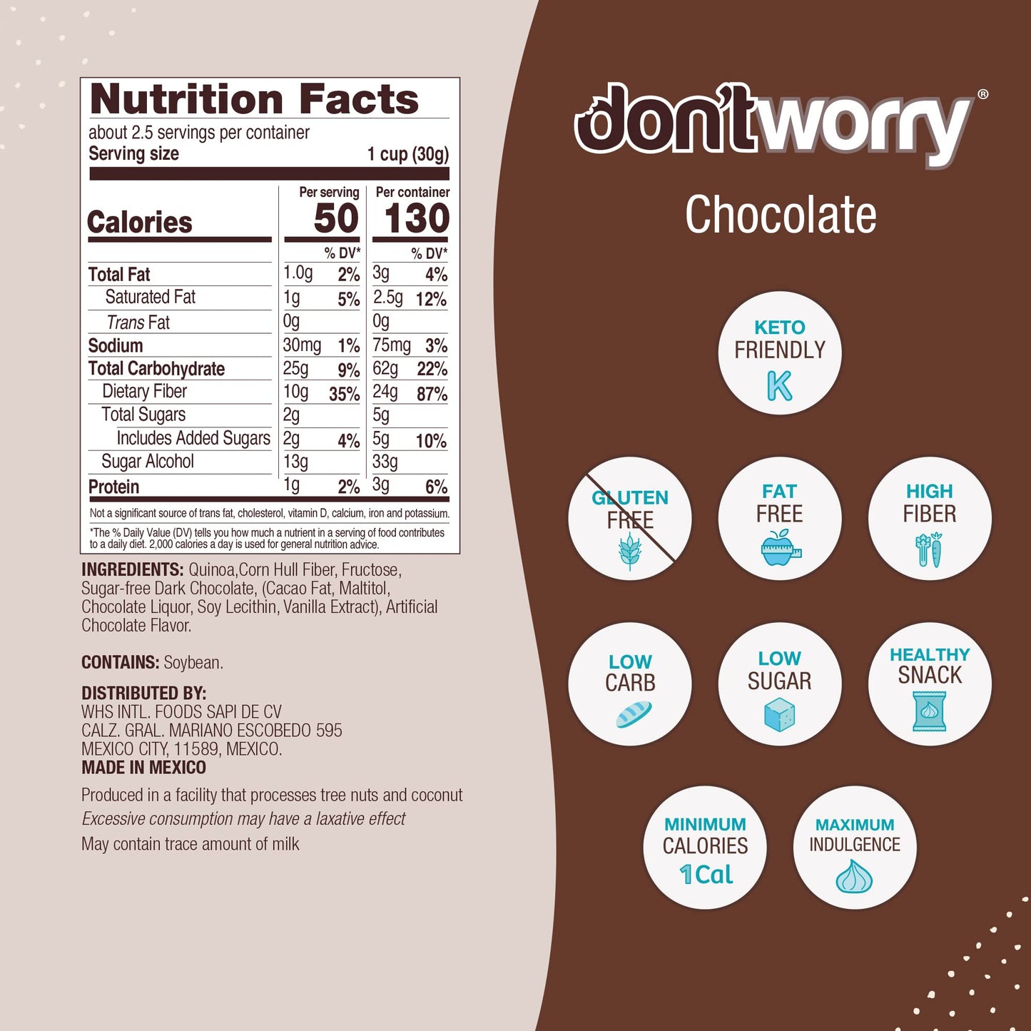 Don'T Worry Chocolate Quinoa Bites - Low Calorie Snacks, Only 4 Calories Per Piece!, Healthy Chocolate Granola Bars, Low Carb Qu