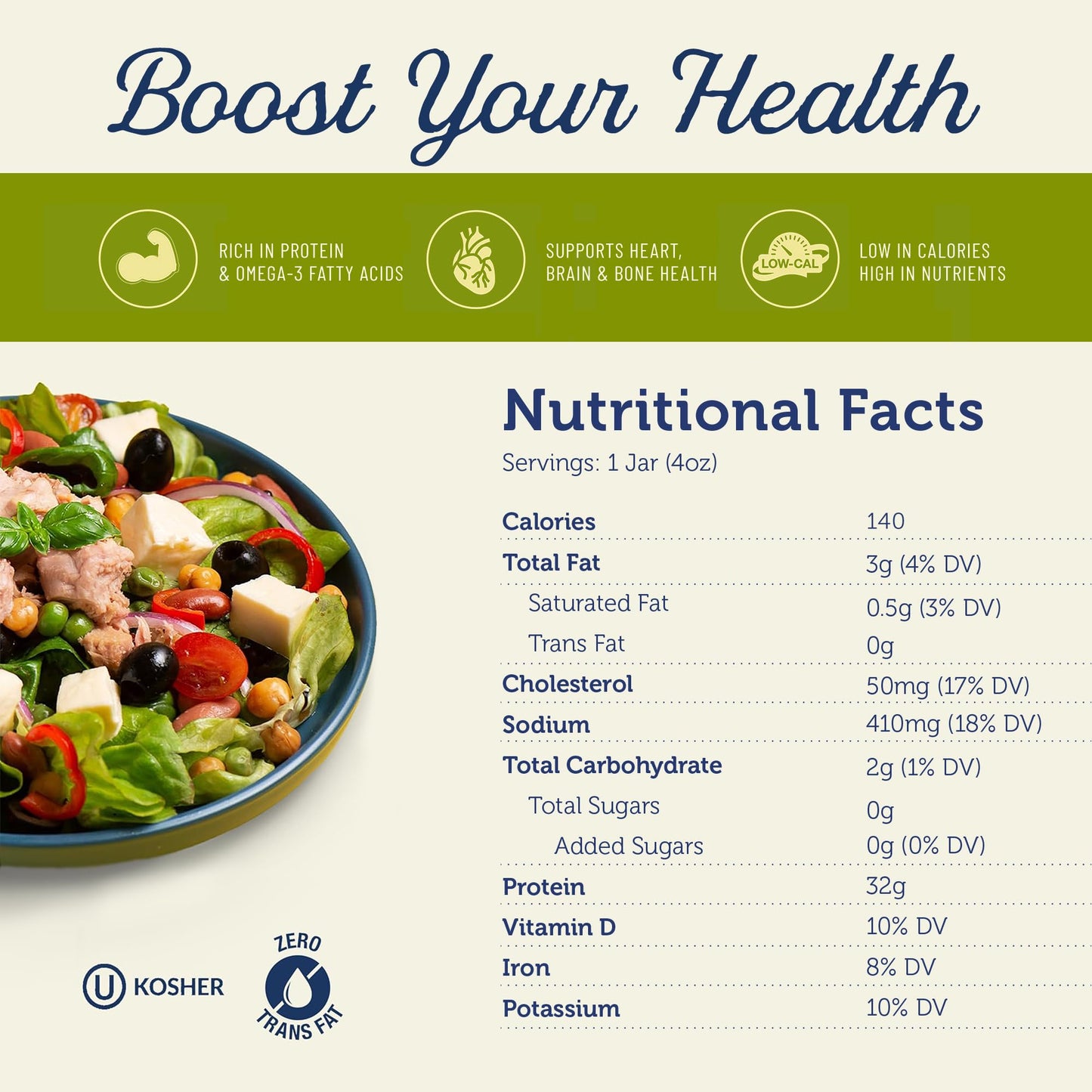 Onboard Yellowfin Tuna Fillets, Mediterranean Seafood Diet | Pescatarian Jarred Atun, Fresh Sea Tuna Salad | High In Protein - H