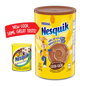 Nesquik Less Sugar Vitamin Enriched Chocolate Powder, 540g/19 oz. Canister {Imported from Canada}