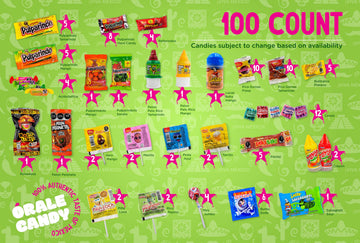 Órale Candy Mexican Candy Mix Assortment - 100 Piece Set, Multicolor Variety of Dulces Mexicanos