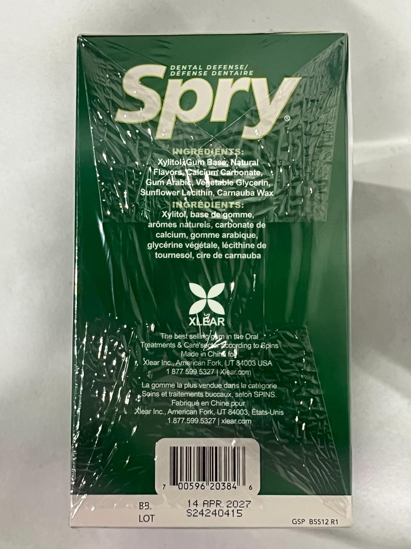 Spry Xylitol Chewing Gum - Aspartame-Free, Sugar-Free, Non-GMO, Spearmint, 55 Count (Pack of 12), Green