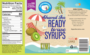 Hypothermias Hawaiian Snow Cone Syrup, Shaved Ice Flavor - Quart (32 Fl. Oz) - Kiwi - Non-Gmo 100% Pure Cane Sugar, Bpa-Free Pla
