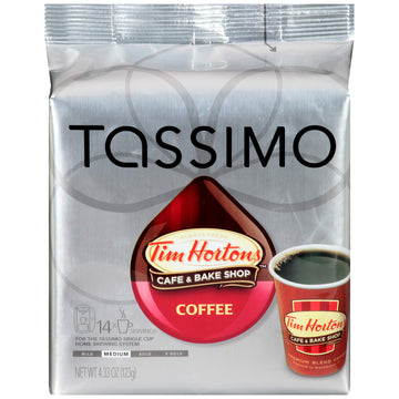 Tassimo Tim Hortons Cafe & Bake Shop Medium Roast Coffee T-Discs For Tassimo Single Cup Home Brewing Systems (14 Ct Pack)