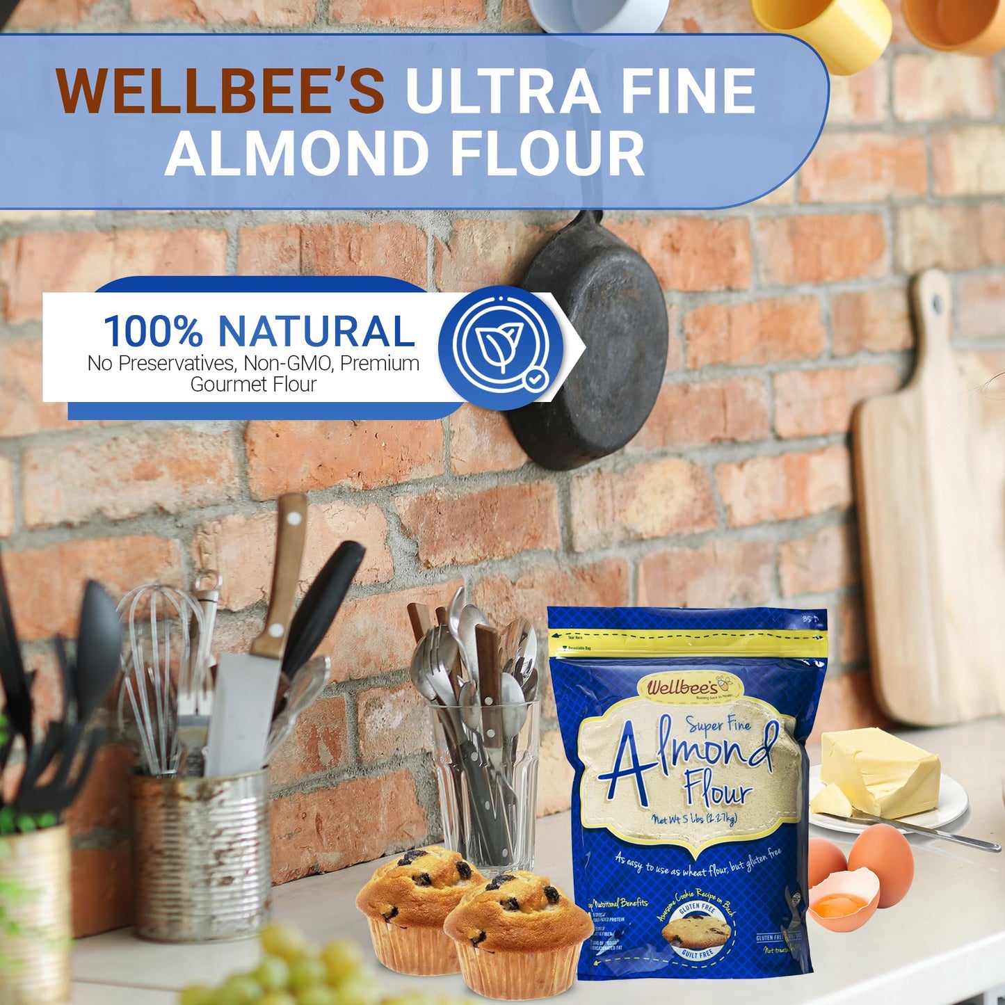 Wellbee'S Almond Flour, Extra Fine, Gluten Free, Blanched, Low Carb, All Purpose, 2 Lbs