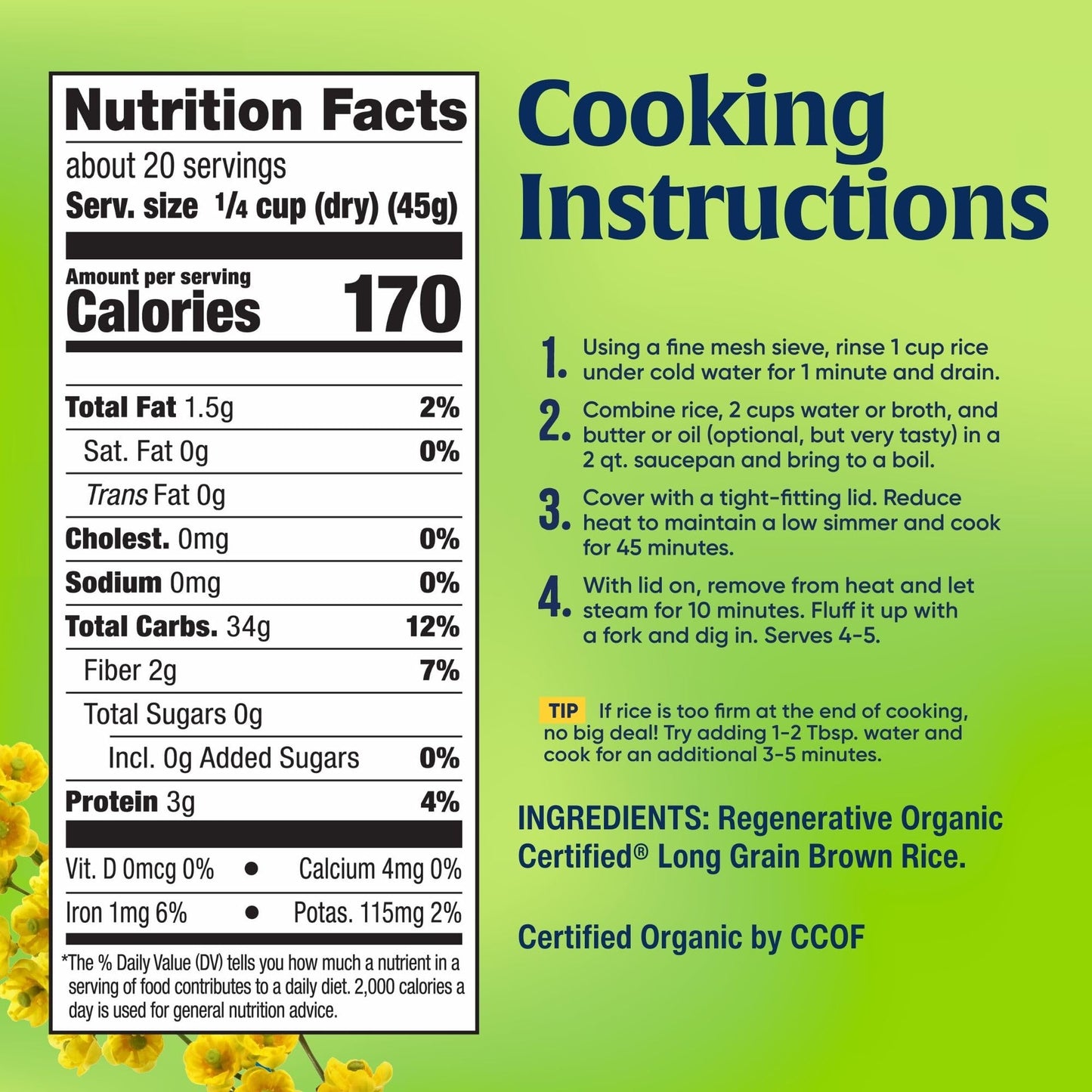 Lundberg Regenerative Organic Brown Rice Long Grain, Kosher, USDA Certified Organic, Gluten Free & Non-GMO, 32 Ounce (Pack of 1)