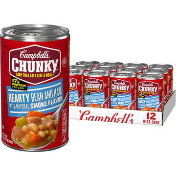 Campbell’S Chunky Soup, Hearty Bean Soup With Ham, 19 Oz Can (Case Of 12)