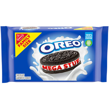 Oreo Mega Stuf Chocolate Sandwich Cookies, Family Size, 17.6 Oz