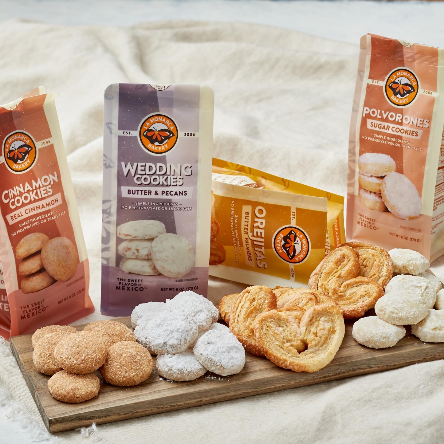 Orejitas Cookies, 3.4 Ounce (Pack Of 3), Flaky And Crunchy Mexican Inspired Mini Palmiers Made With Real Butter And Lightly Dusted With Sugar By La Monarca Bakery