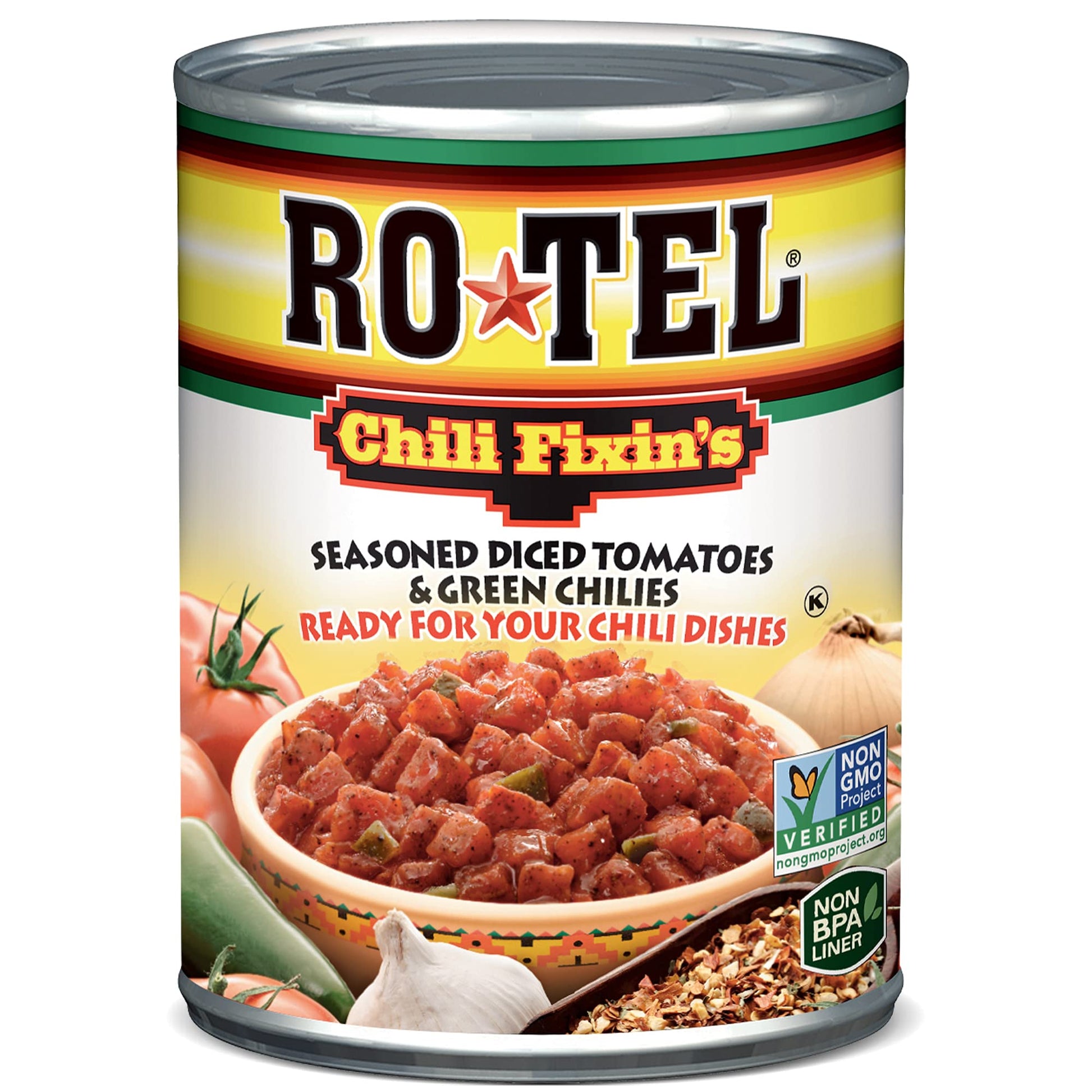 Rotel Chili Fixin'S Seasoned Diced Tomatoes And Green Chilies, 10 Ounce, 12 Pack