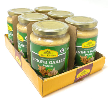 Asian Kitchen Ginger Garlic Cooking Paste 26.5Oz (750G) Glass Jar, Pack Of 5+1 Free ~ Vegan | Gluten Free | Non-Gmo | No Colors