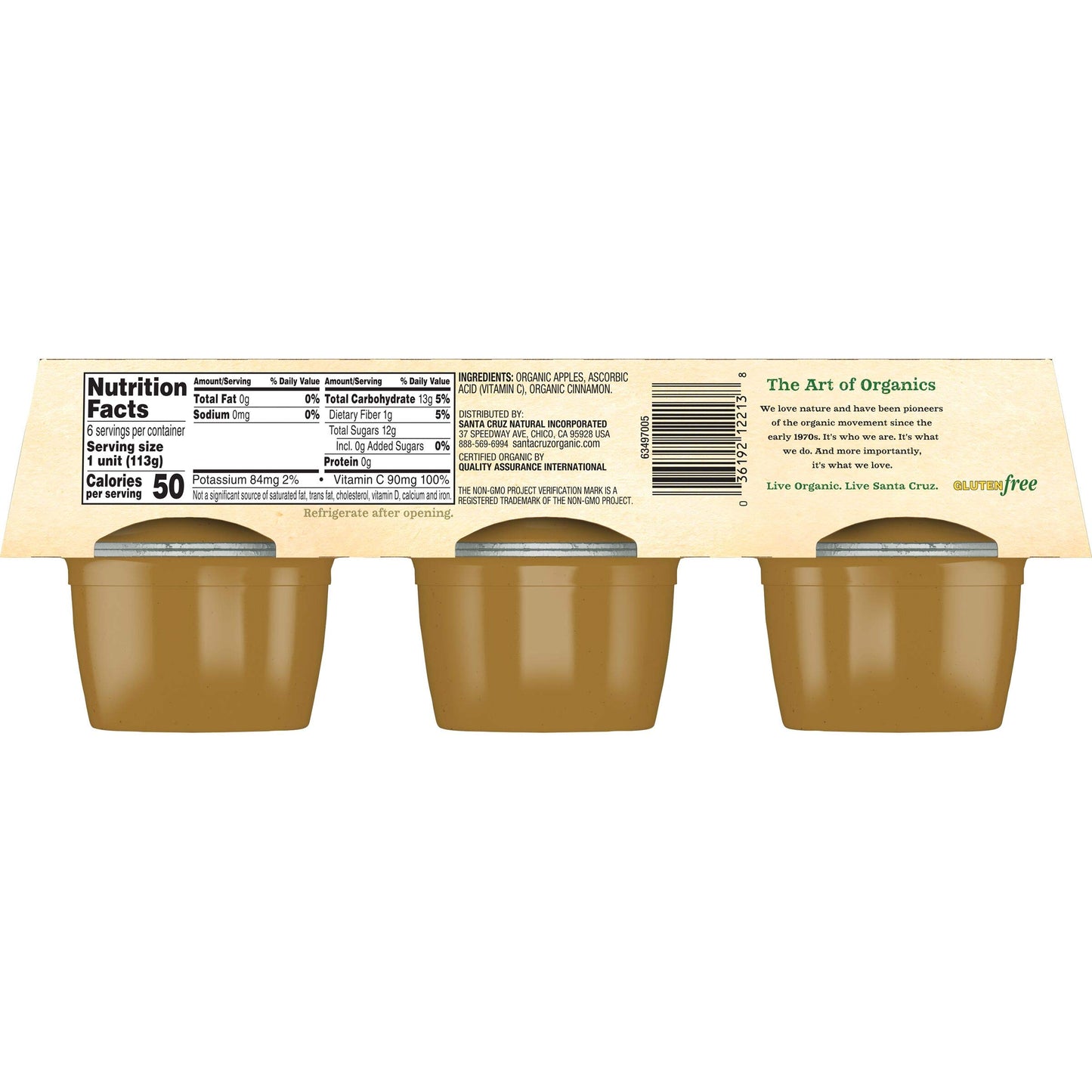 Santa Cruz Organic Cinnamon Apple Sauce, 6-4 Ounce Cups (Pack Of 4)