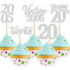 30PCS Happy 20th Birthday Cupcake Toppers Cheers to 20 Vintage 2005 Cupcake Picks Hello 20 Twenty 20th Birthday Decorations for