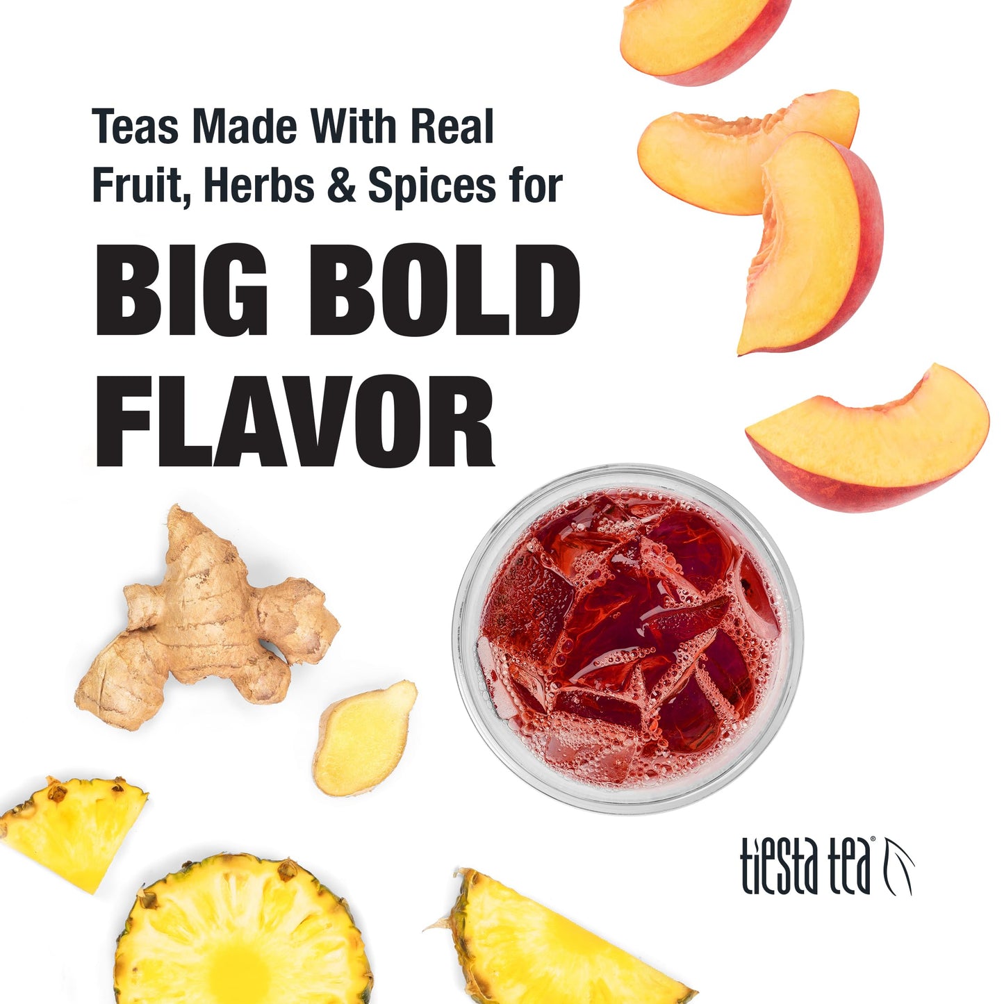 Tiesta Tea Ginger Sweet Peach Cold Brew Tea - Non-Caffeinated Loose Leaf Blend - 10 Pouches - 64 oz Each