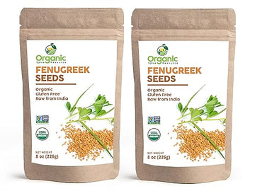 Organic Fenugreek Seeds 16oz Pack of 2 Lab Tested for Purity Resealable Kraft Bag, USDA Organics and Non-gMO Verified Project