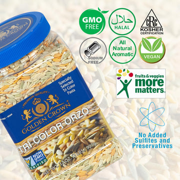 Golden Orzo Pasta - Natural Rice-Shaped for Soups & Salads, 32 Oz