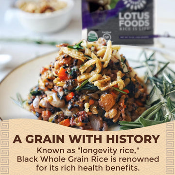 Lotus Foods Bulk Organic Forbidden Rice - Black Rice Organic, Purple Rice, Black Rice Bulk, Gluten Free Heirloom Rice, Whole Gra