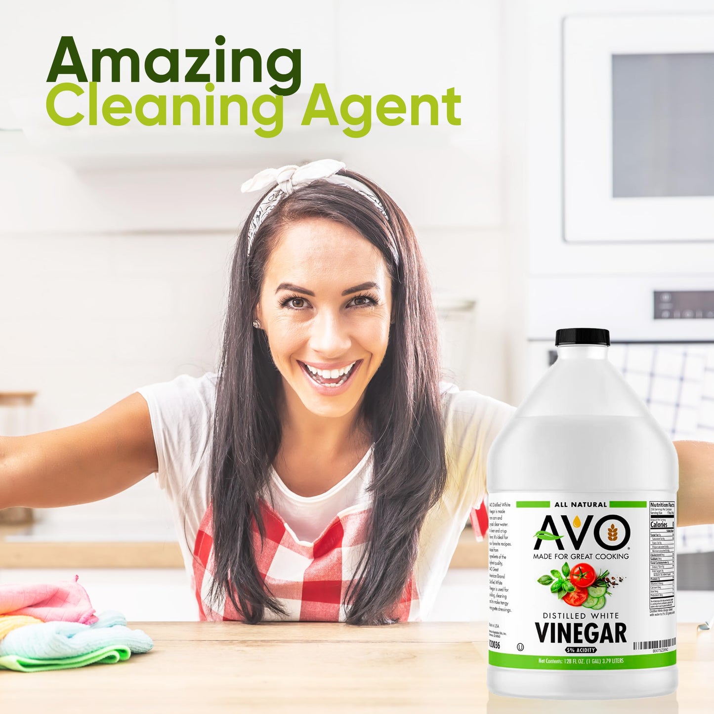 Avo 1 Gallon (128 Oz) Pure Natural Distilled White Vinegar - 5% Acidity