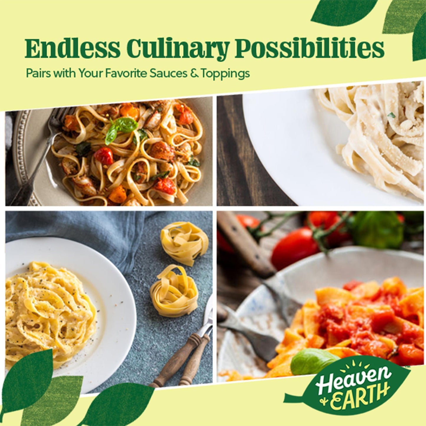 Heaven & Earth Gluten Free Brown Rice Pasta Fetuccinni, 12Oz (3 Pack) | Great Texure | Real Pasta Taste & Mouthfeel | Whole Grai