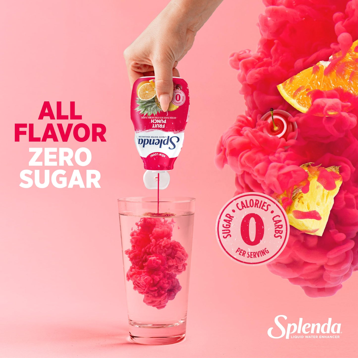 SPLENDA Liquid Water Enhancer Drops, Sugar Free, Fruit Punch, 3.11 Fl Oz Each Bottle, Pack of 2