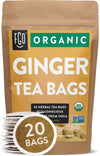Fgo Organic Ginger Tea, Eco-Conscious Tea Bags, 20 Count, Packaging May Vary (Pack Of 1)