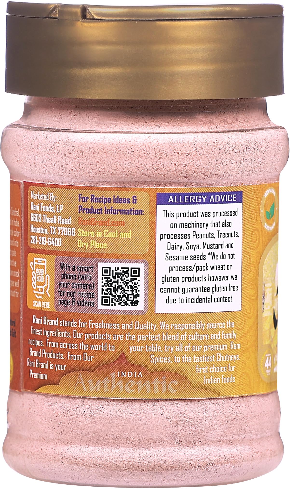 Rani Black Salt Powder (Kala Namak) Mineral 5oz (142g) PET Jar ~ Unrefined, Pure and Natural | Vegan | Gluten Friendly | NON-GMO