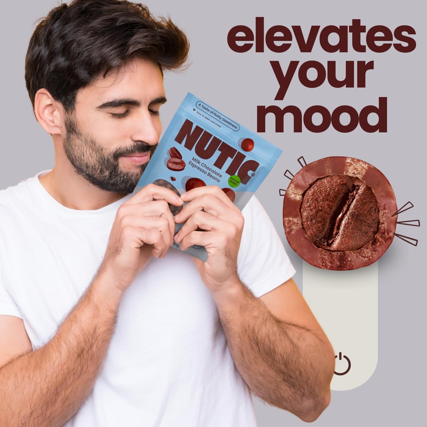 Nutic Gourmet Milk Chocolate Espresso Beans - 1Lb, Roasted Coffee Beans Covered In Milk Chocolate - Bulk Chocolate Espresso Cand