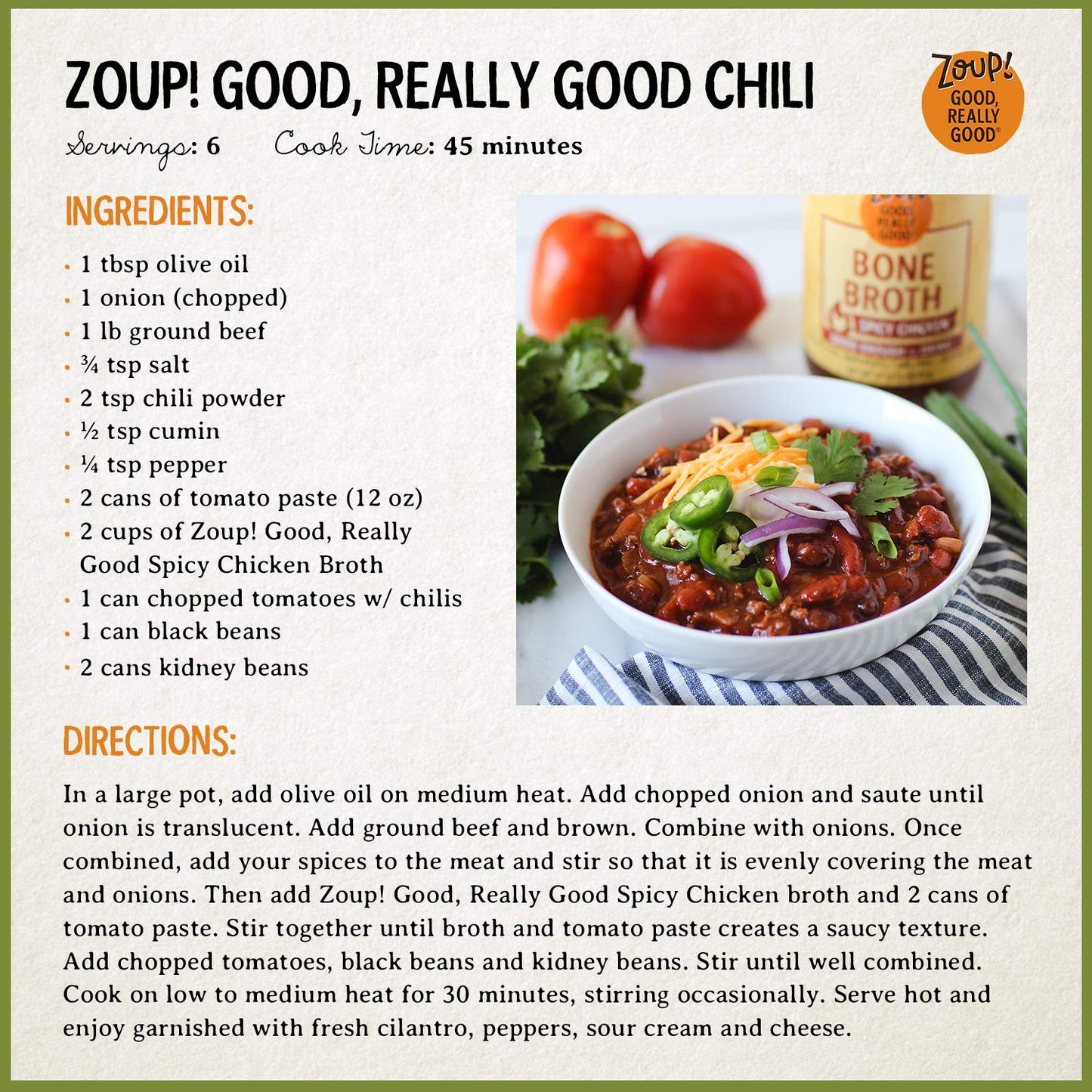 Zoup! Spicy Chicken Bone Broth - Keto-Friendly, Non-GMO, Paleo - 32 oz, 6-Pack
