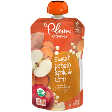 Plum Organics Stage 2 Organic Baby Food - Sweet Potato, Apple, And Corn - 4 Oz Pouch - Organic Fruit And Vegetable Baby Food Pou