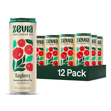 Zevia Organic Sugar Free Iced Tea, Black Tea Raspberry, 12 Ounce Cans (Pack Of 12)