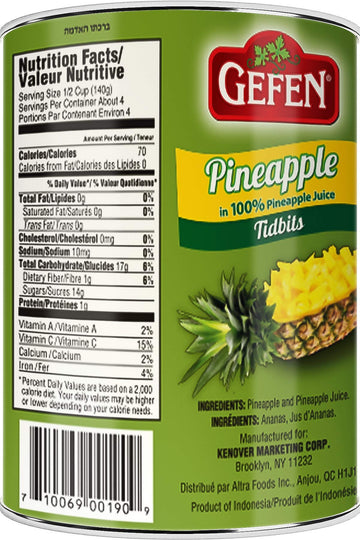 Gefen Pineapple Tidbits 20Oz (2 Pack), All Natural, Kosher For Passover