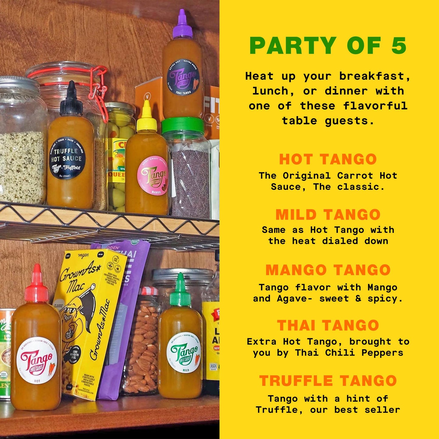 Hot Tango – Scotch Bonnet & Habanero Hot Sauce – Carrot-Based, Spicy & Tangy – Vegan, Gluten-Free, Clean Ingredients – 8 Oz Bottle