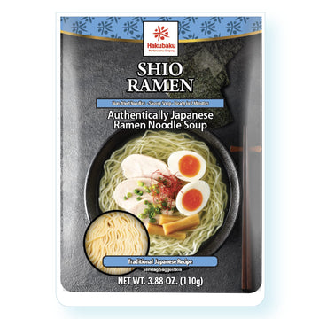 Hakubaku Japanese Ramen Noodle Soup, Shio, 3.88Oz (Pack Of 6), Authentic Japanese Ramen Non-Fried & Soft Noodles, Shelf-Stable.