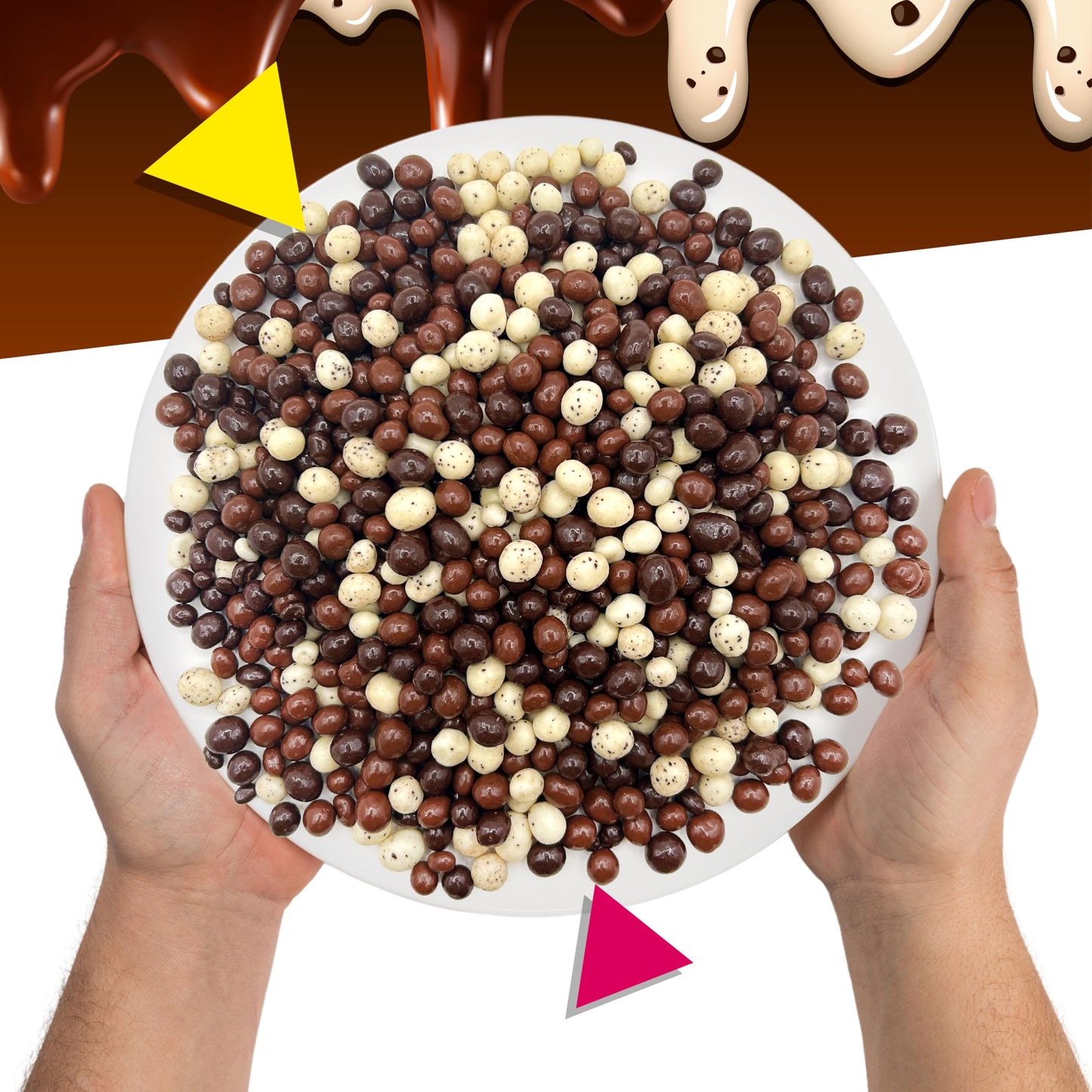 LAETAFOOD Chocolate Covered Espresso Beans Bulk Candy, Tricolor, 1 Pound Bag