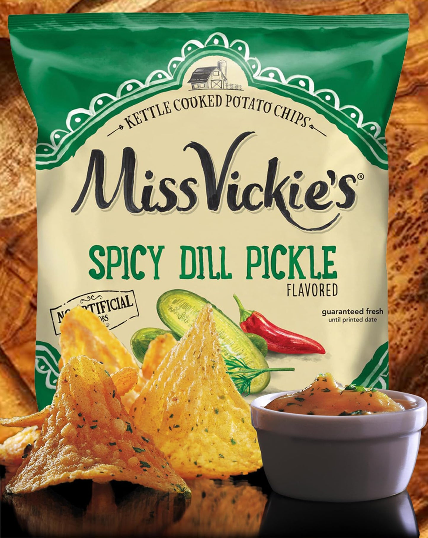 Miss Vickie's Spicy Dill Pickle Potato Chips, 1.375 oz Bags, Pack of 12 - Crunchy Snack by Shoppyway